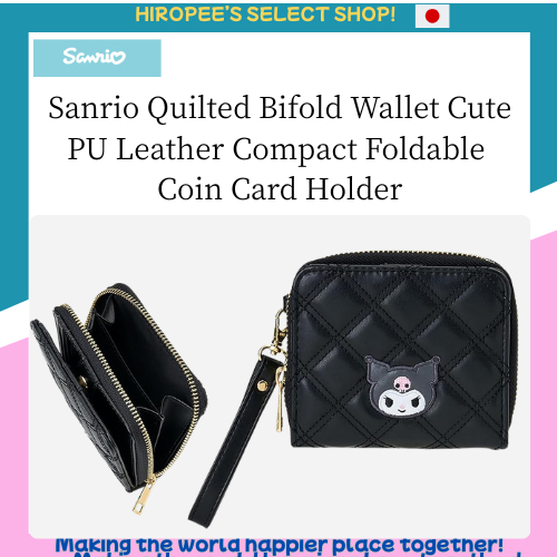 Sanrio Quilted Bifold Wallet Cute PU Leather Compact Foldable Coin Card Holder