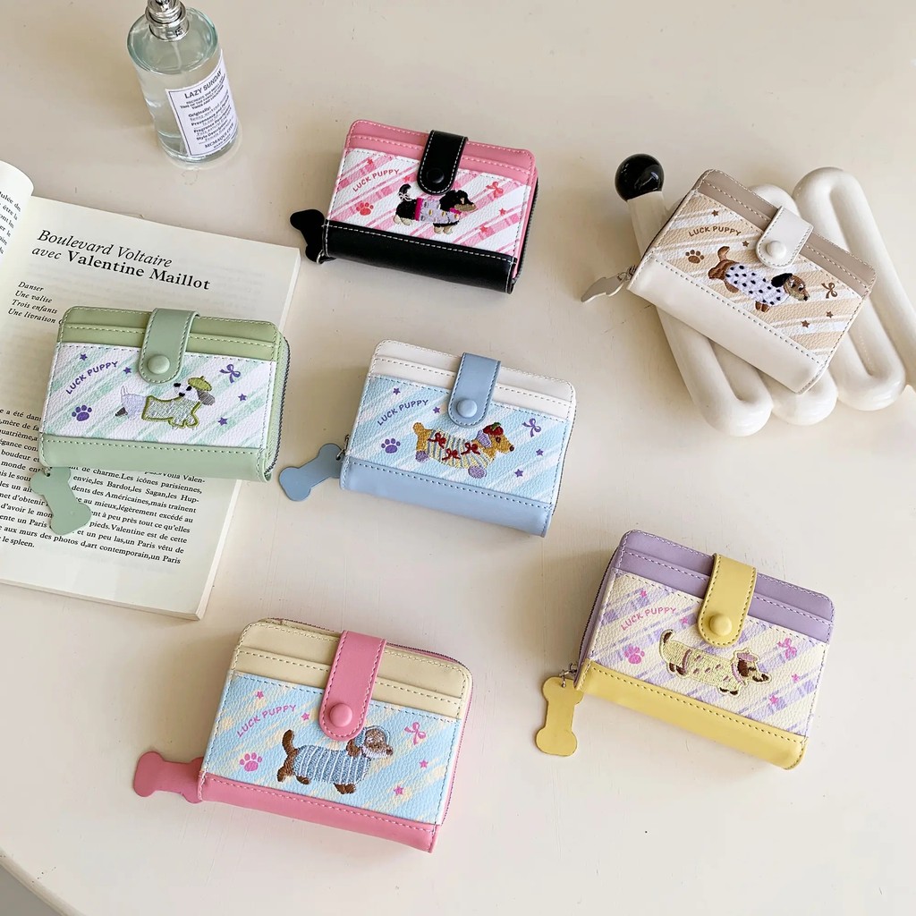 INS women's wallet with large capacity, foldable, can hold coins and plastic cards, made of PU leather, cute and sweet d