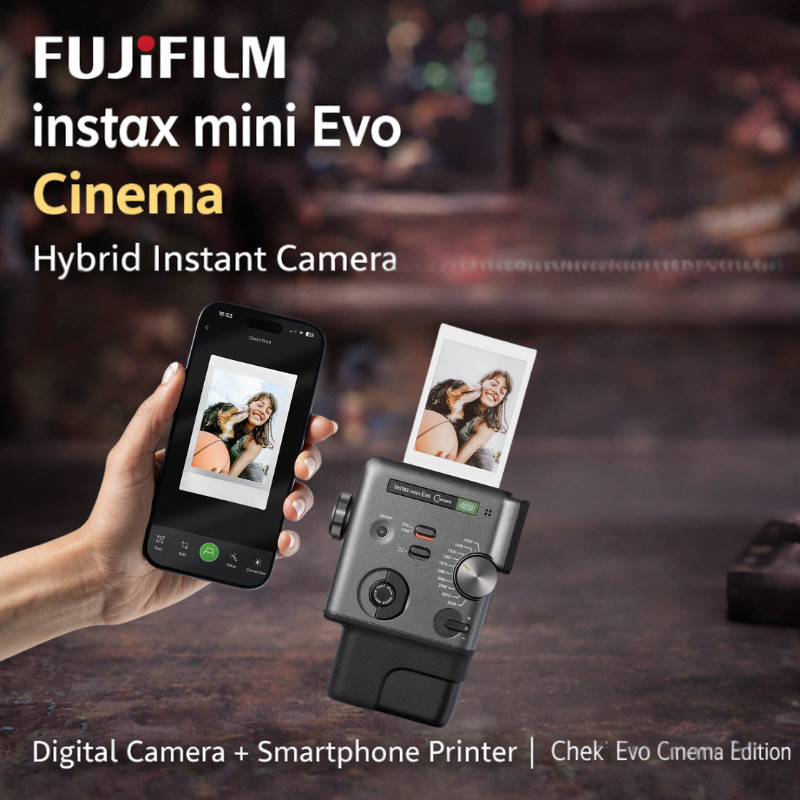 Câmera Instantânea Híbrida FUJIFILM instax mini Evo Cinema | Digital + Impressora Smartphone Edição De Cheki