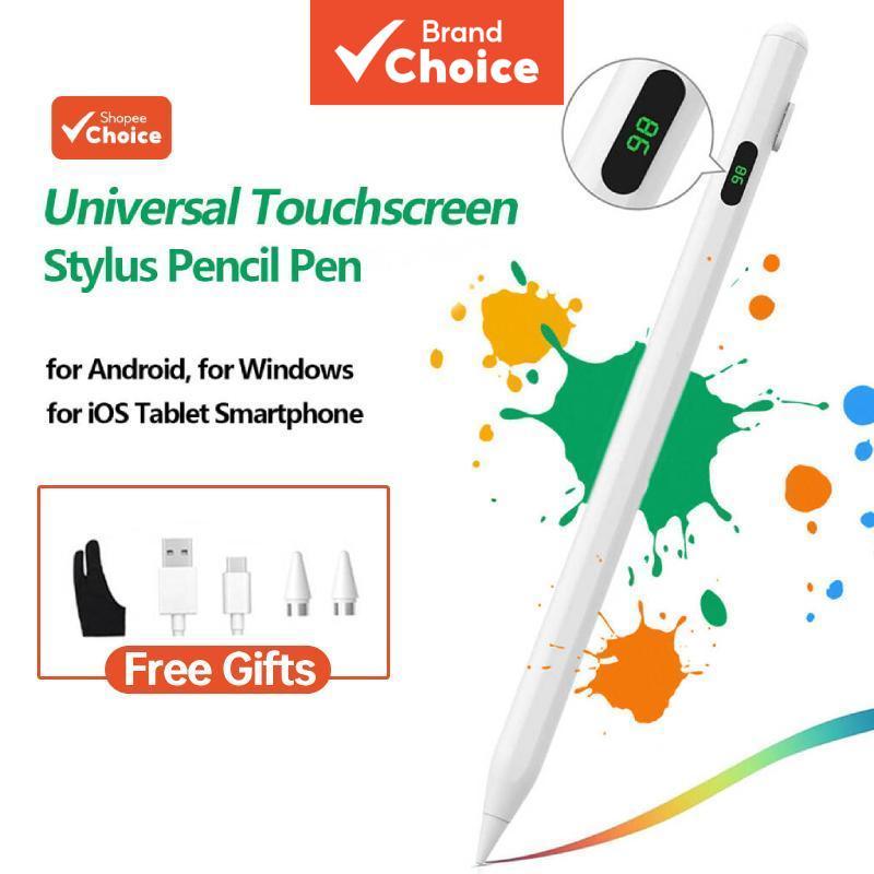 Caneta Stylus Universal LED Digital Bateria Display Lápis Capacitivo Com Pontas E Luvas Para Android iOS Windows Tablet