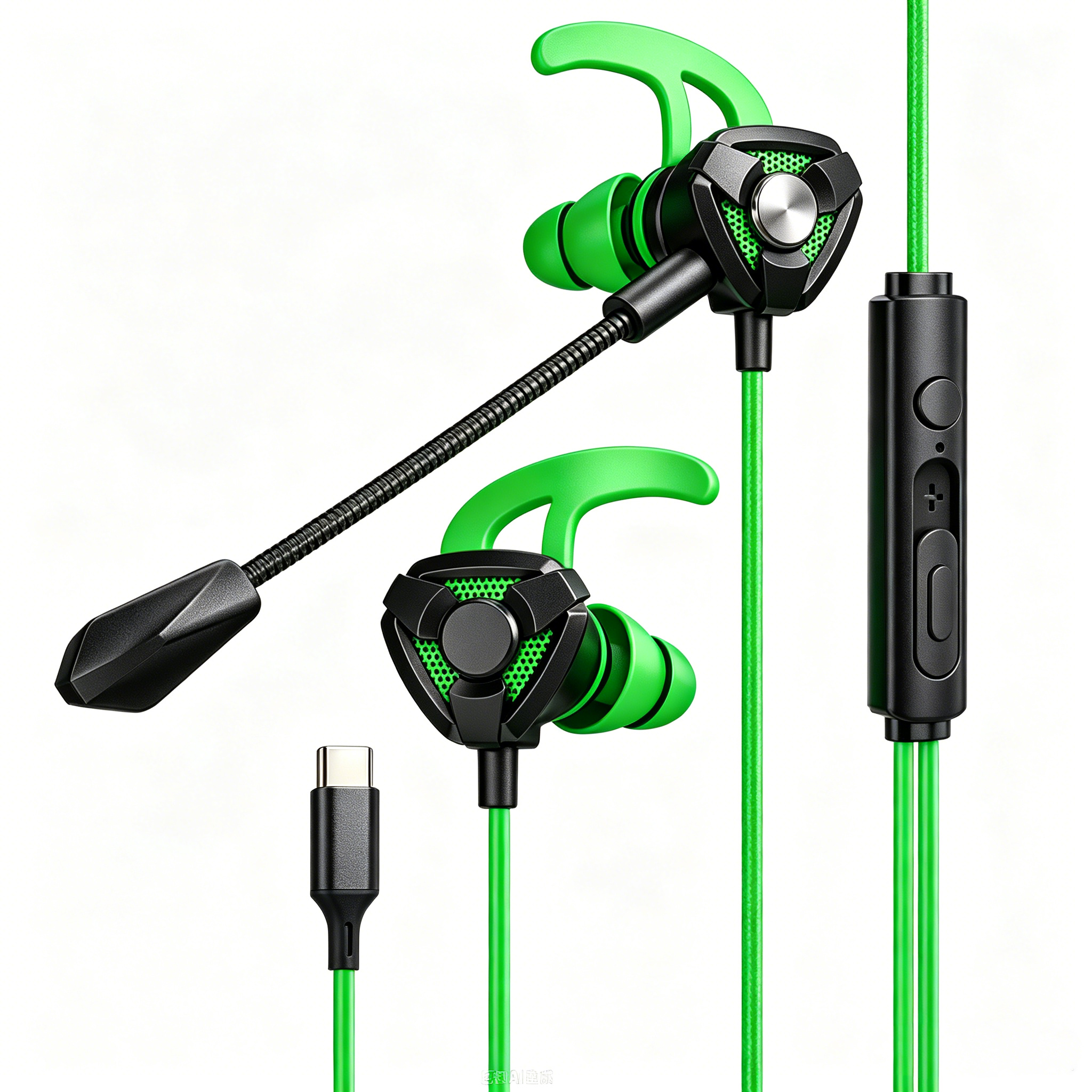 Fones De Ouvido G21 Tipo-C Para Jogos Com Fio Meio Intra-Auricular Digitais Controle Inferior Compatível Smartphones Som