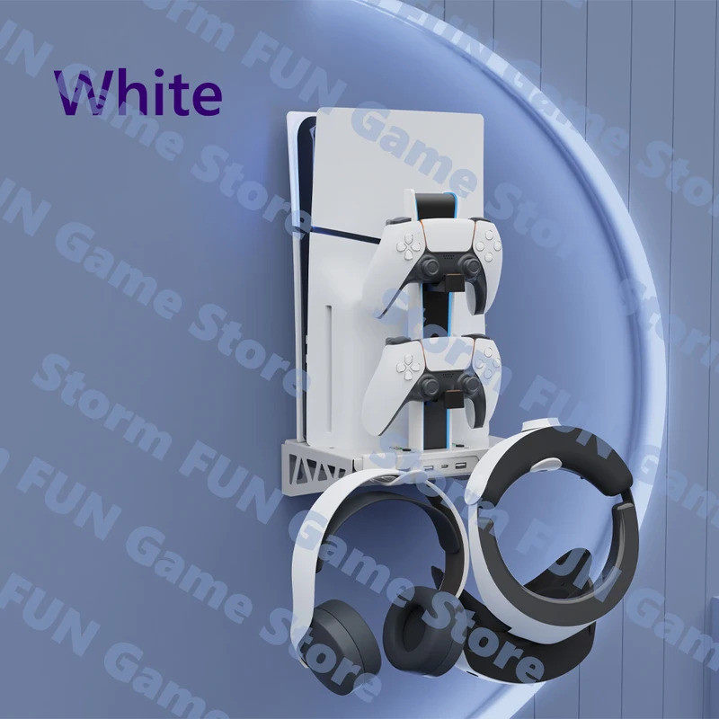 Wall Mount with Cooling Fan Charger for PS5 Slim Accessories, Playstation 5 Controller Charging Dock Station Vertical St