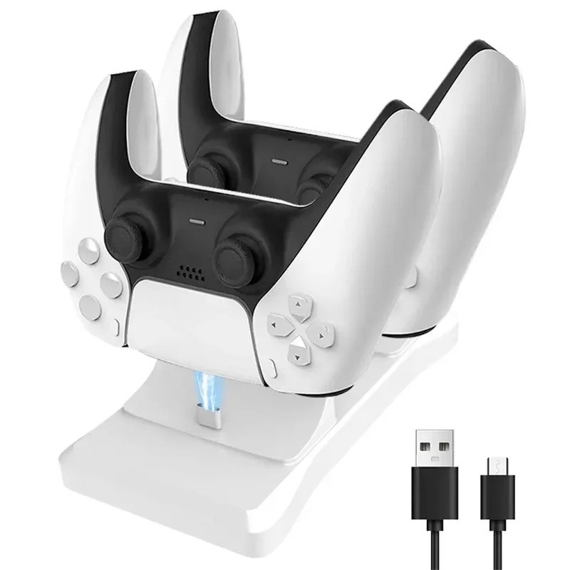 GAMINJA Dual Controller Charging Stand for Playstation 5 Controller Charger Station PS5 with Fast Charging AC Adapter 5V