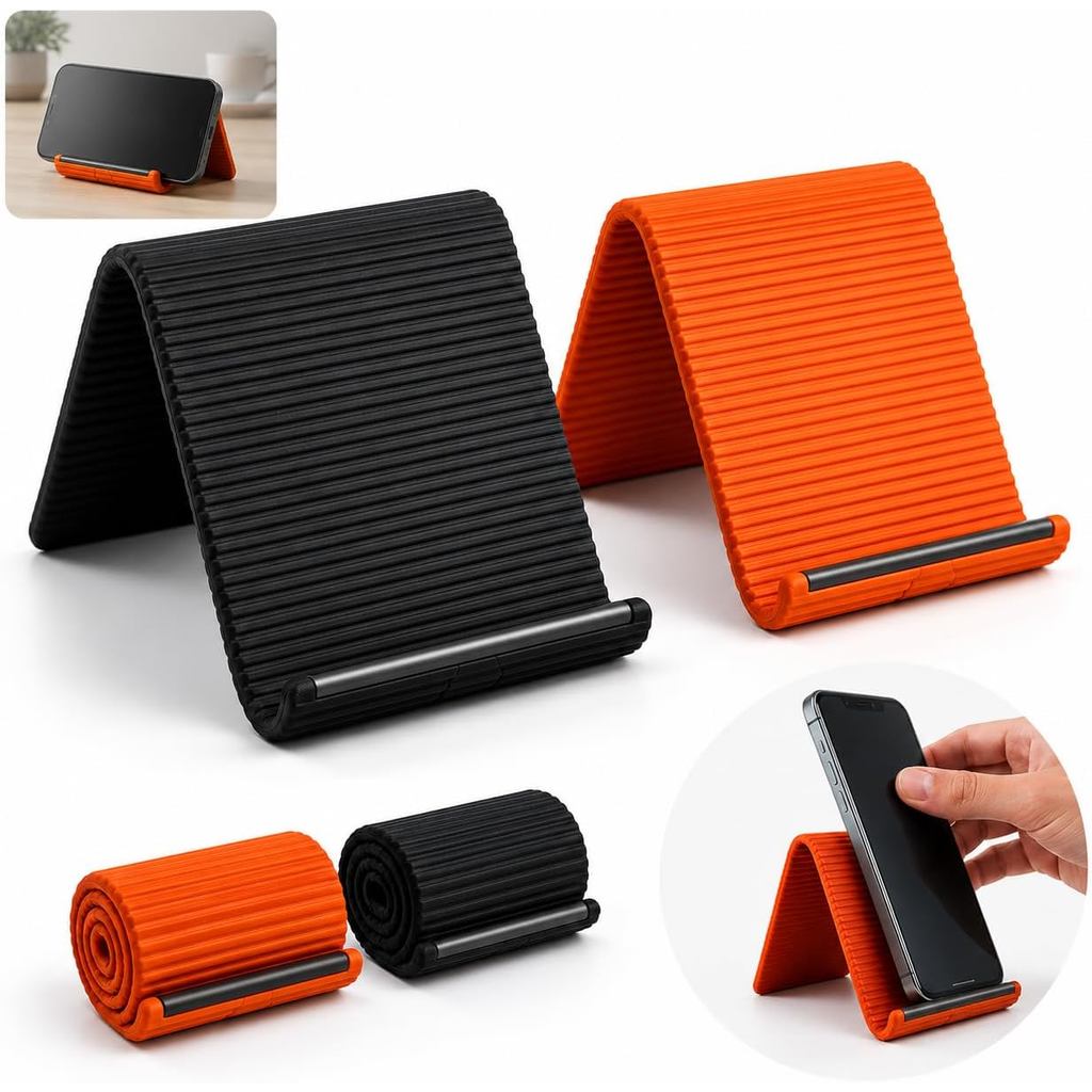 Flexible Silicone Phone Stand, Portable Adjustable Holder with Anti-Slip Design, Universal Desktop Phone Mount for Offic