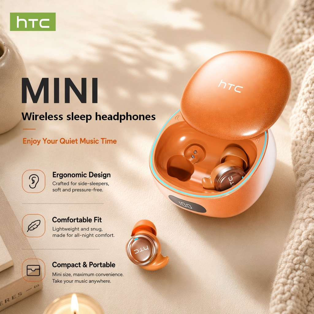 HTC NE96 Fones De Ouvido Para Dormir Bluetooth 6.0 Mini Trabalho Fone Estéreo Oculto
