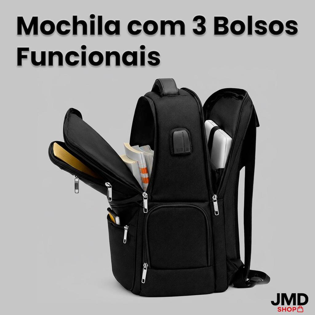 Mochila Urbana Resistente com 3 Bolsos e Saída para Fone de Ouvido