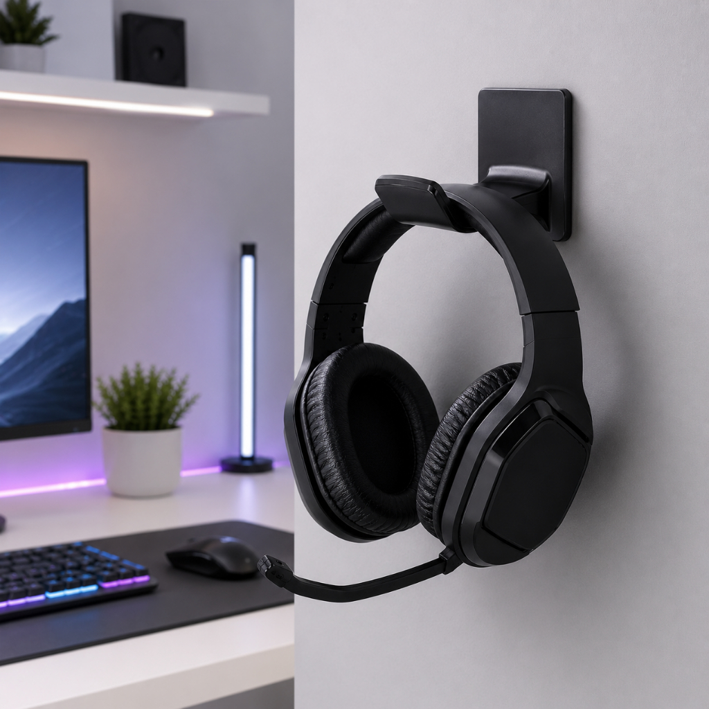 Suporte de Parede para Headset Gamer com Fita Dupla Face Organizador de Fone