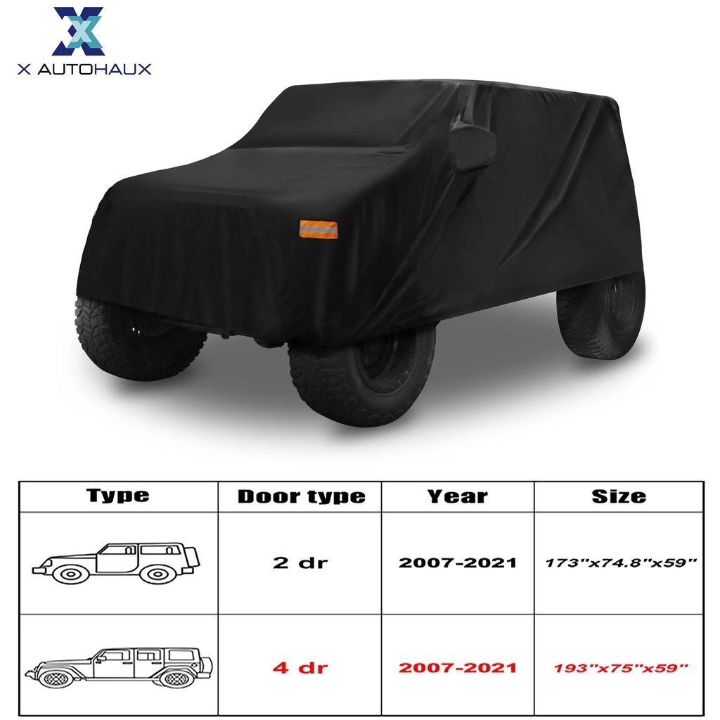 X Autohaux Capa De Carro Para Jeep Wrangler JK JL 2/4 Porta 2007-2021 Ao Ar Livre À Prova Dwaterproof Água SUV Automátic