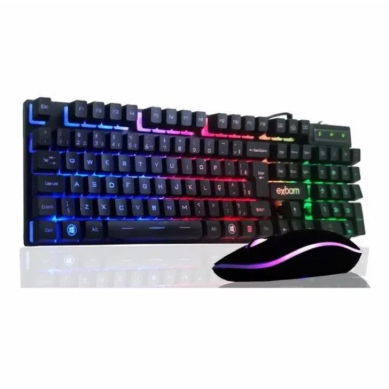 Teclado BK-G550 + mouse LED RGB ABNT2 Padrão Brasileiro Kit com fio USB semi mercanico