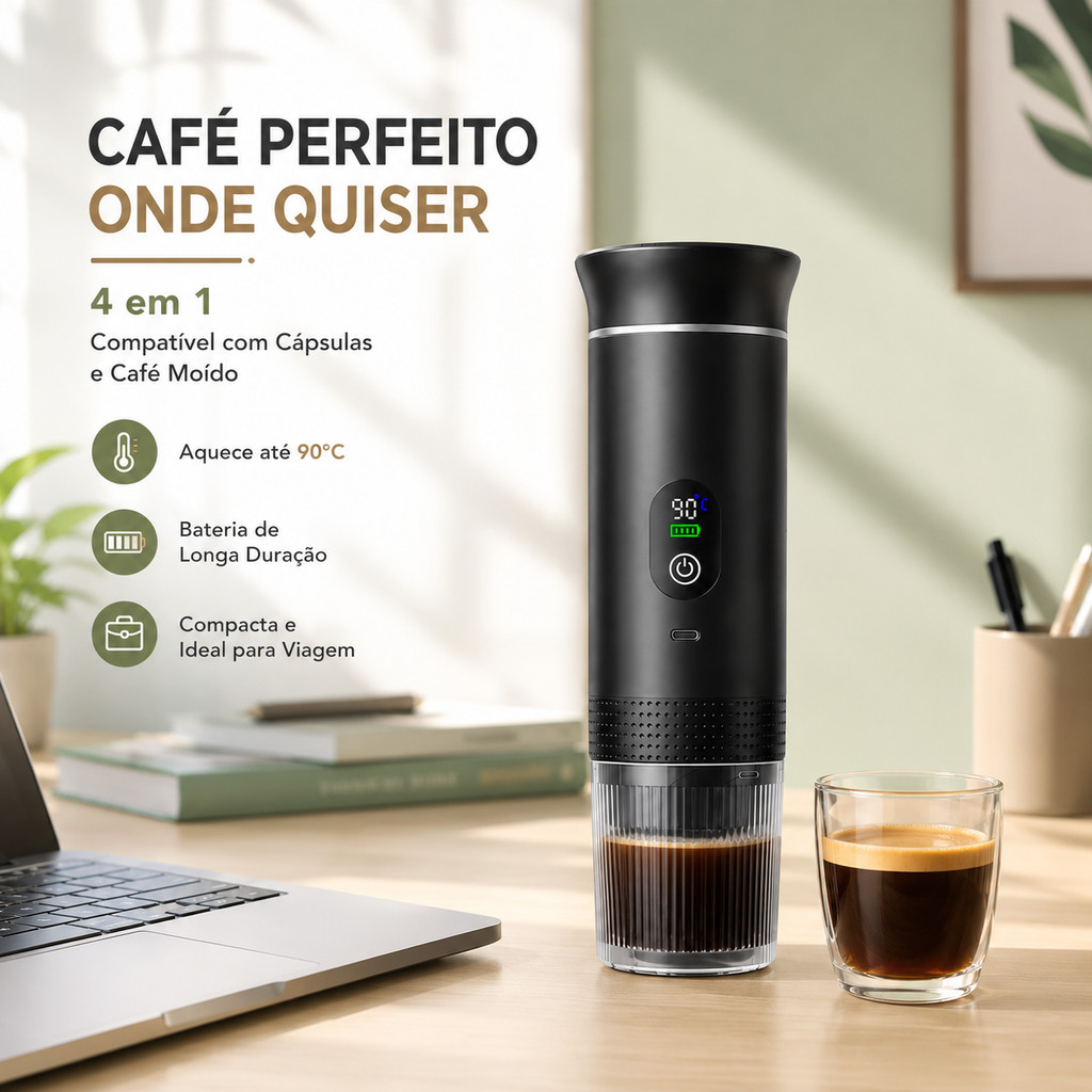 Cafeteira Portátil 3 Em 1 USB Com Aquecimento Espresso Cápsula e Café em Pó Para Viagem