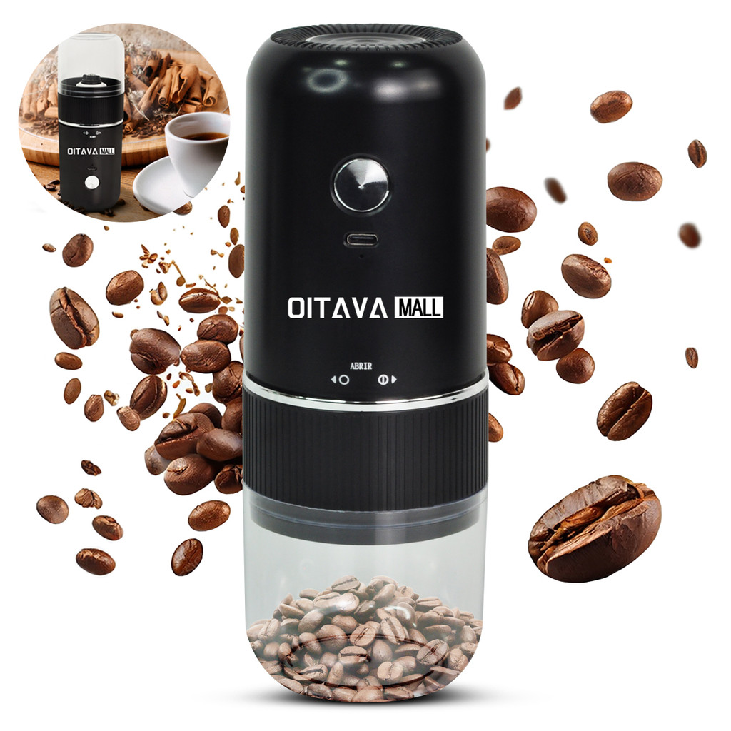 Moedor De Café Grãos Elétrico Recarregável Usb Portátil Preto