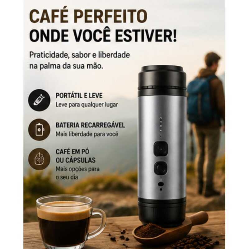 Cafeteira Portátil Elétrica Recarregável Cápsulas em Pó Mini Máquina de Café Expresso USB Ideal para Viagens,