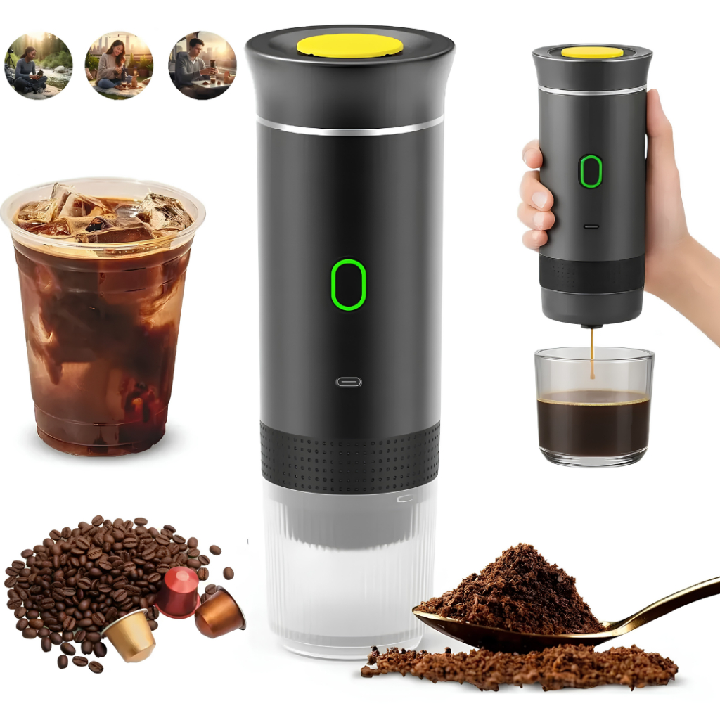 Cafeteira Portátil 3 em 1 USB Aquecimento 200s Extração 30s 3 a 5 Xícaras para Viagem e Acampamento