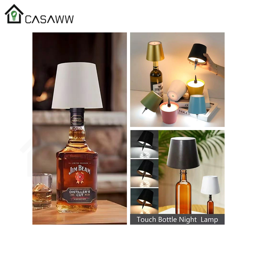 Luminária De Mesa Garrafa Bottle Light Abajur DIY LED RGB 3500K 4500K 6500K Preto Durado Branco