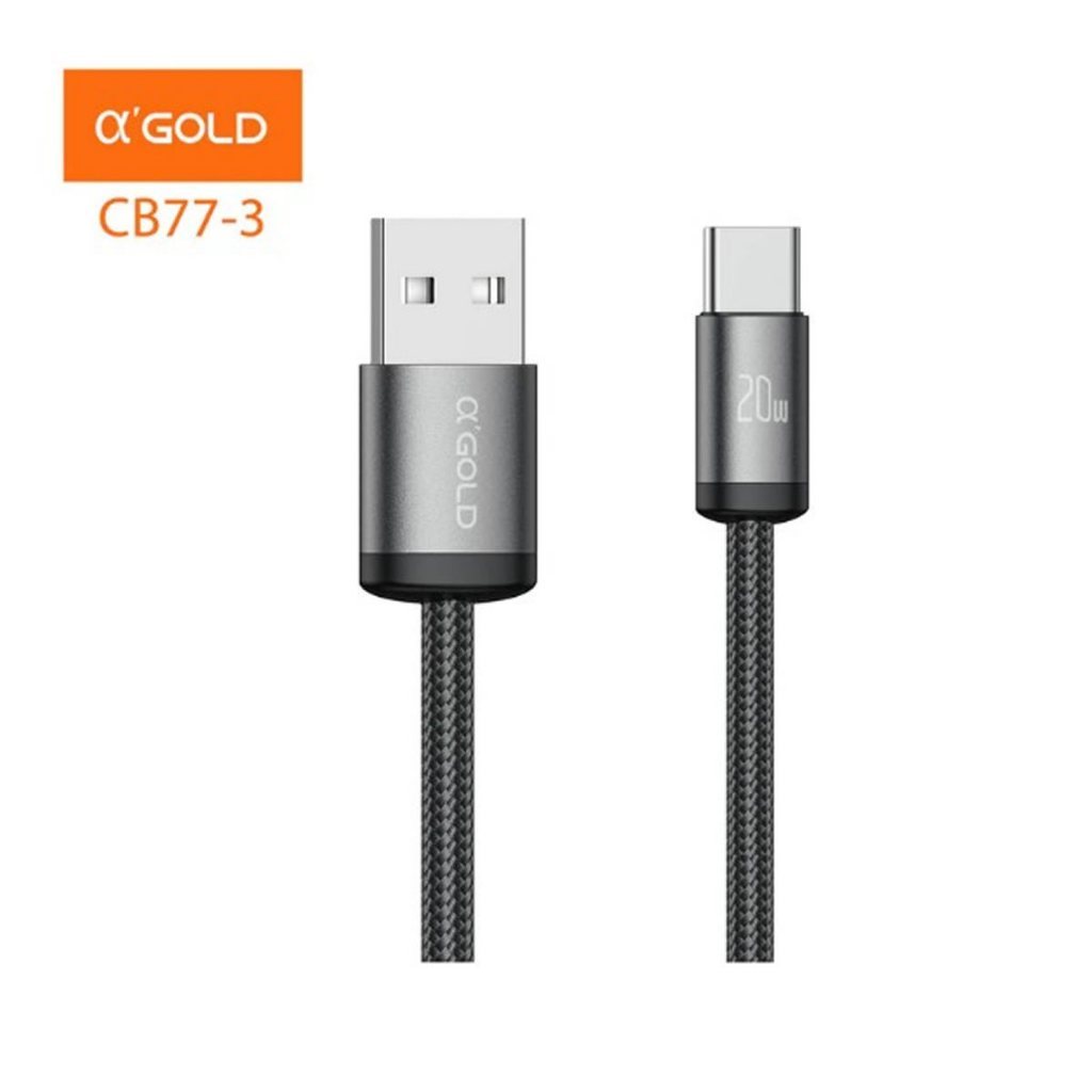 Cabo USB Tipo C V8 iPhone 1 Metro 20W Fast Charging AGOLD Carregamento Rápido