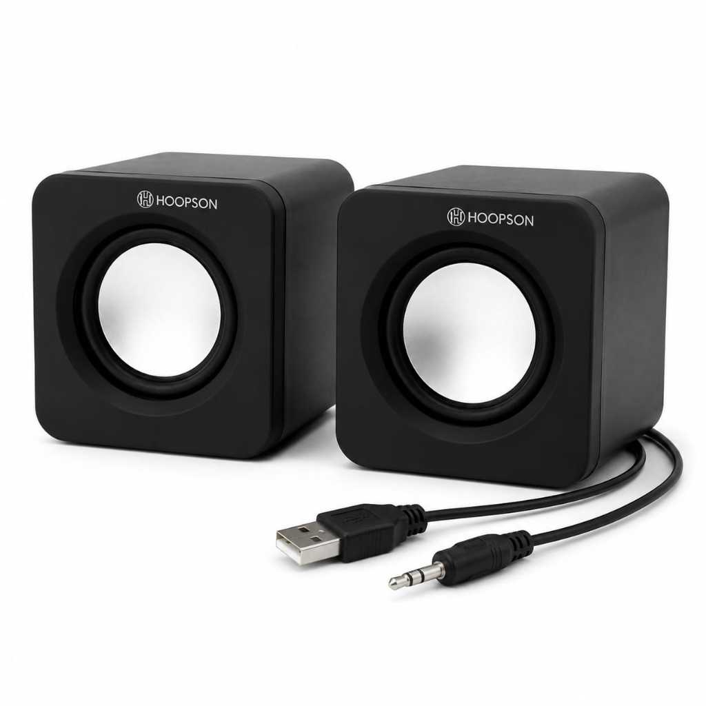 Caixa de Som Hoopson CX-PC018 USB P2 5W RMS para PC Notebook Computador Preta
