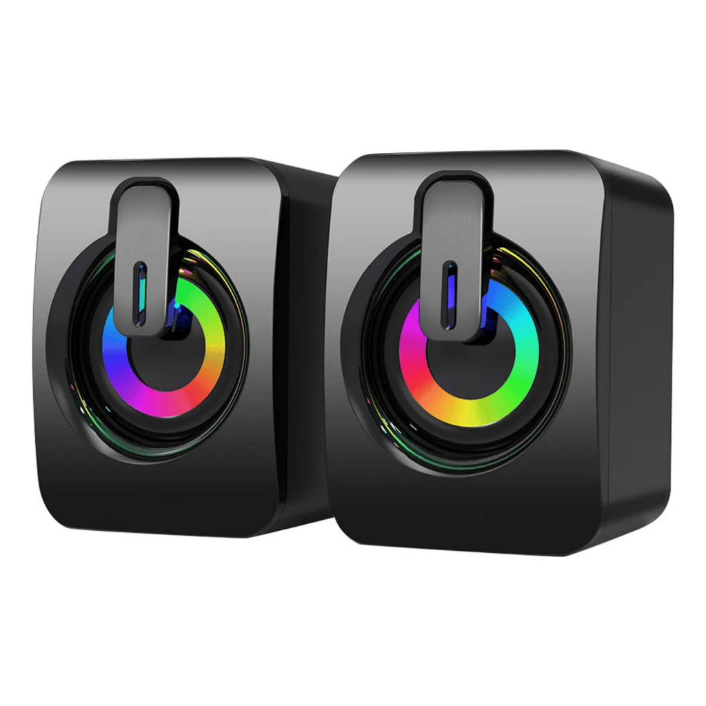 Caixa de Som Gamer RGB USB Potente para PC e Notebook Áudio Estéreo 2.0 com Controle de Volume