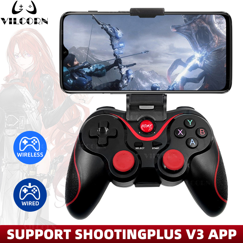 Gamepad Sem Fio X3 com Adaptador OTG e Suporte para Celular, Controle Ergonômico para Android/Smartphone/PC/TV