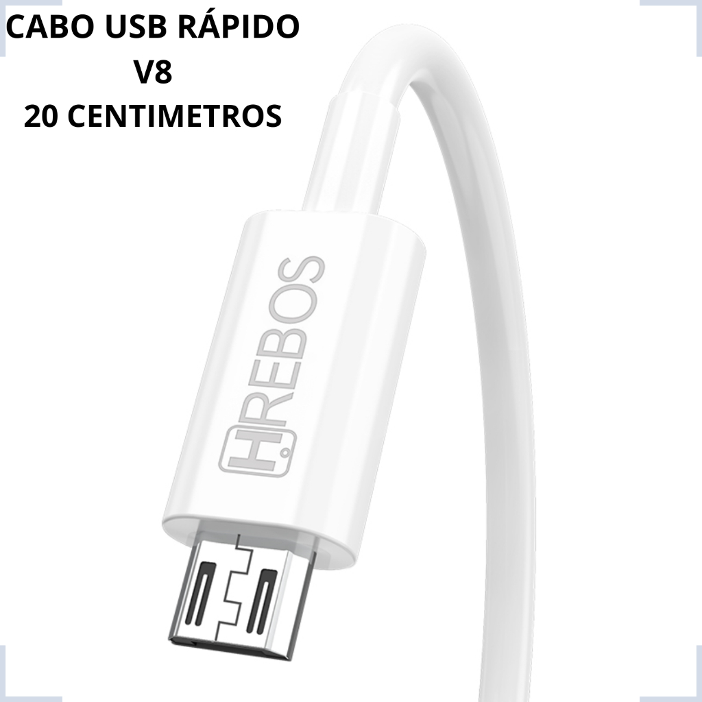Cabo Usb Curto Turbo Hrebos Hs-119 Usb Para V8 20 Cm