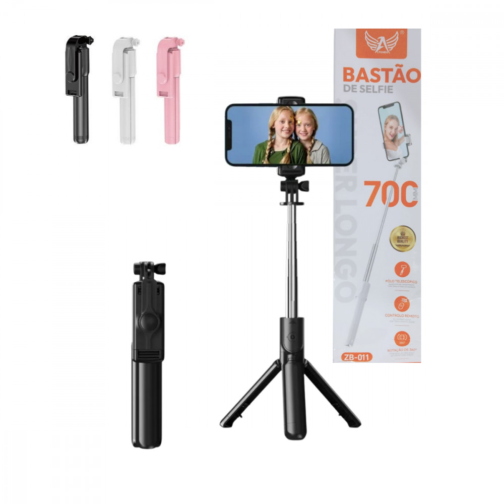 Bastão Pau de Selfie Suporte Celular Tripé c/ Controle Bluetooth Altomex ZB-011 (ROSA ESGOTADO))
