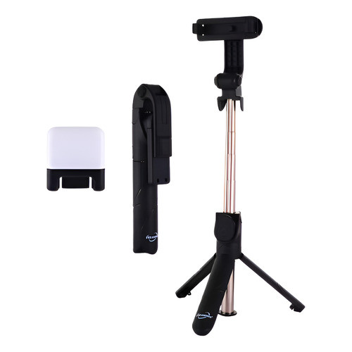 Bastão Selfie Celular Tripe C/bluetooth, Controle E Led 360° Preto