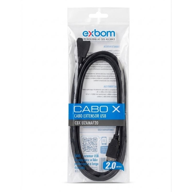 Cabo  extensor USB 2.0 AM/AF exbom  para impressora, webcam,modems,mouse,teclados e etc.