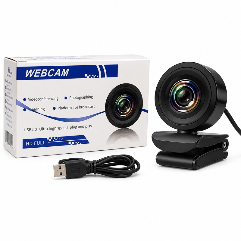 Webcam Full HD USB 2.0 para PC e Notebook, Câmera para Videochamada, Aula Online e Live, Plug and Play