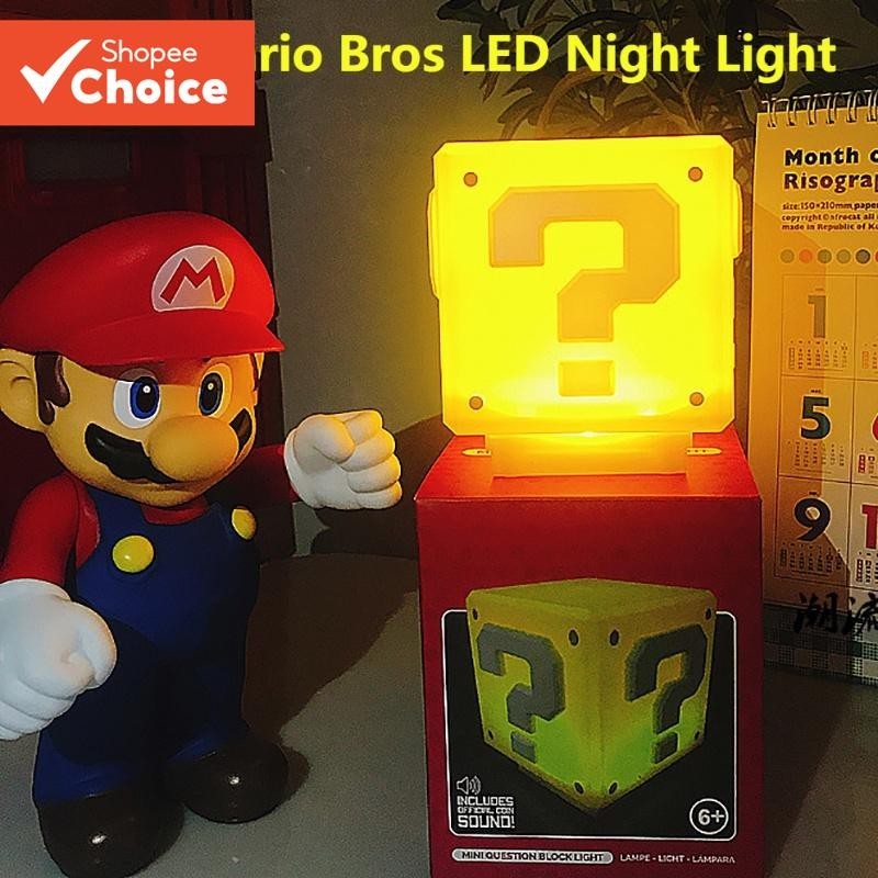 Novo Super Mario Bros LED Ponto De Interrogação Tijolo Luz Noturna Carregamento USB Lâmpada Mesa Decorativa