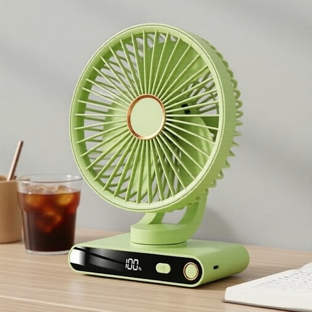 Lâmpada De Assoalho Ambiente Ventilador Portátil Desktop Elétrico Com Quatro Níveis De Energia Eólica LED Night Light
