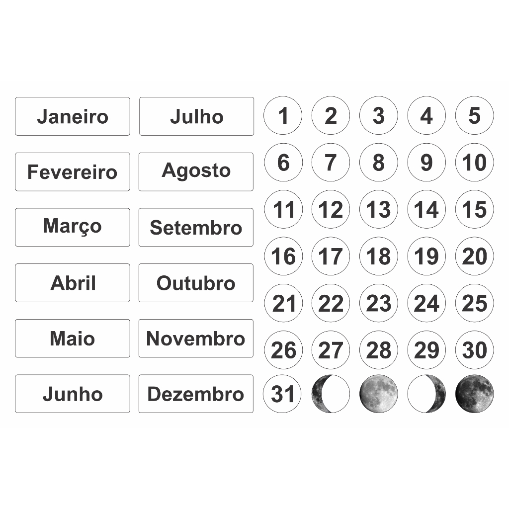 2 Kits Imã Meses Do Ano Números De 1 A 31 Magnético Mural Escritorio Decoração Home Office