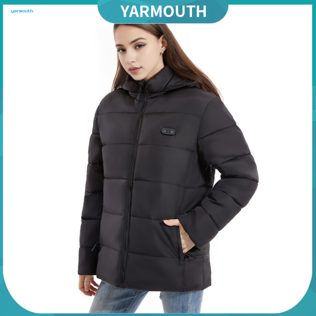 Jacket with Three-level Temperature Control Outdoor Activities Coat Usb for Men Women Stand Collar Hooded Warm Outwear 1