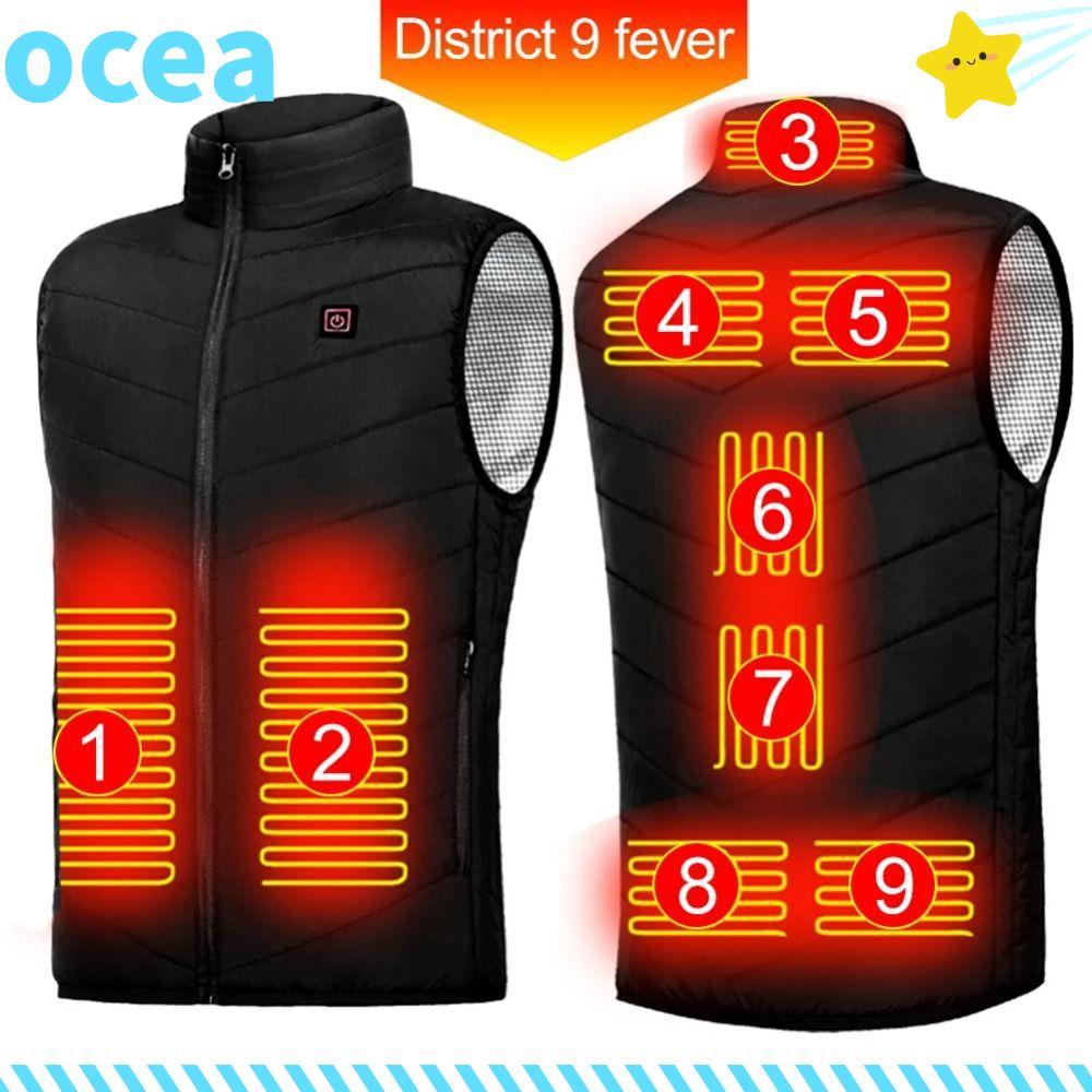 Colete Aquecido Inteligente OCEA , Elétrico S-4XL Com 9 Áreas , Jaqueta Aquecida USB De Grandes Dimensões Térmica