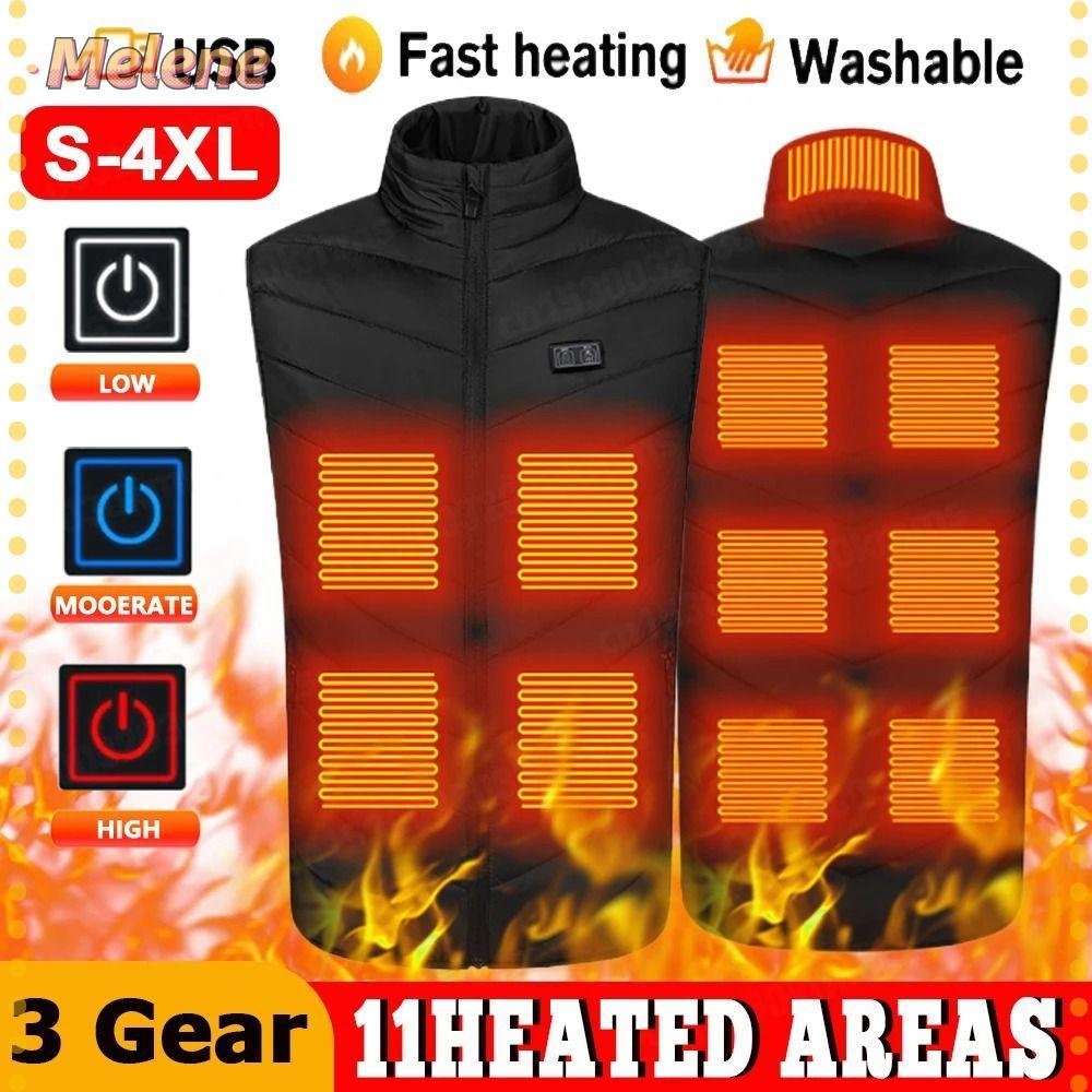Colete Aquecido Inteligente MELENEY9 , Elétrico USB Com Zona De 9 Áreas , Jaqueta Aquecida Térmica S-4XL