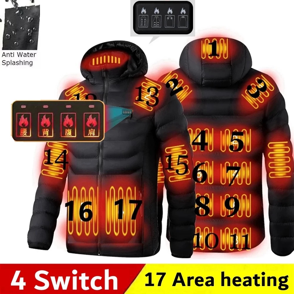 Jackt aquecido para mulheres, casaco masculino com USB, aquecedor térmico elétrico 3 configurações de aquecimento 4 botões ajustáveis de motocicleta ao ar livre