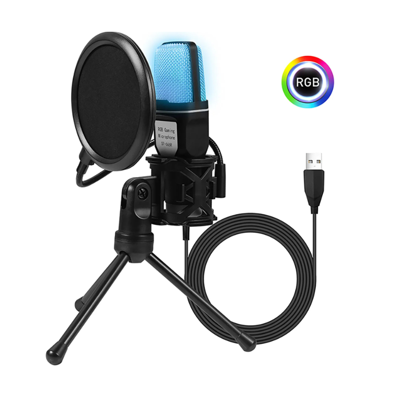 Microfone condensador 100% original profissional estilo PODCAST USB RGB Condensador Estúdio