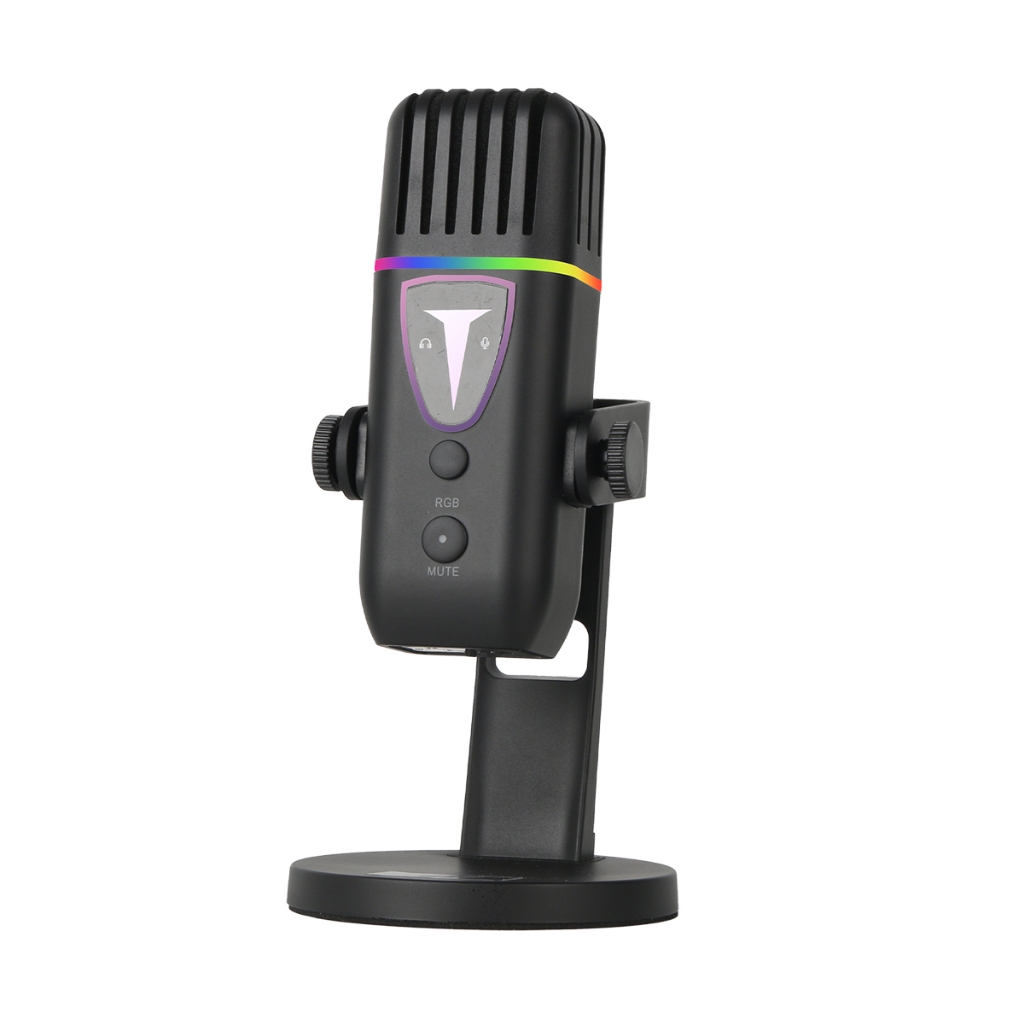 Microfone Condensador USB JI-MV8 RGB Cardióide Redução Ruído para Game Live Streaming
