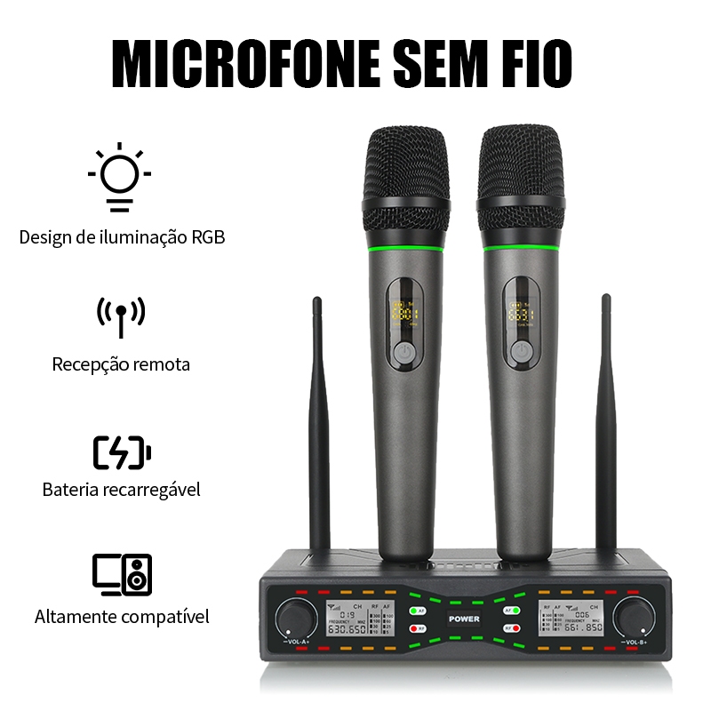 Microfones Sem Fio RAYHAYES RU-G3 recarregável RGB, perfeito para gravação de áudio e transmissão live