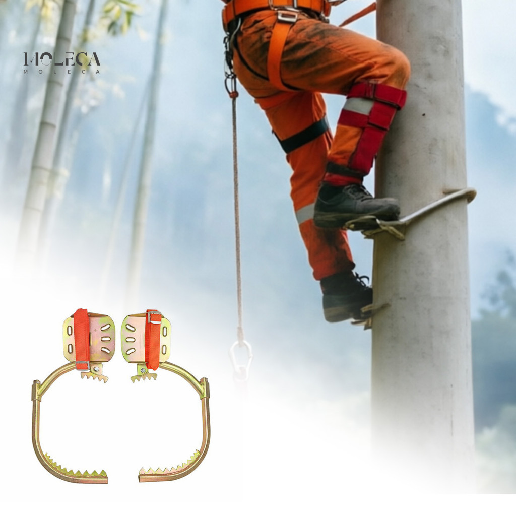 Tree Climbing Shoes Portable Spike Adjustable Spikes with Saw Teeth – Non-slip Electrician Pole for Safe Picking for O