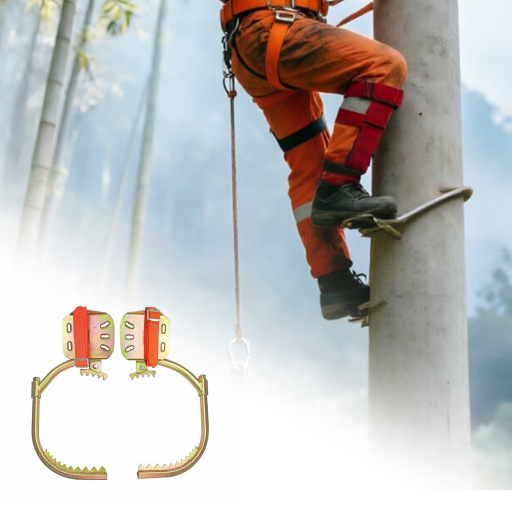 Adjustable Tree Climbing Spikes with Saw Teeth – Non-slip Electrician Pole Shoes for Safe Picking and Work Gear Durabl