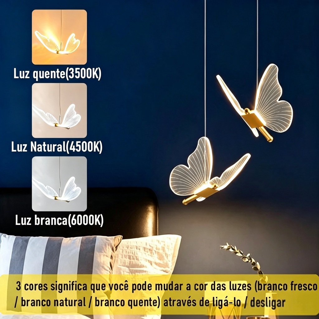 LED Butterfly Pendant Light, Ambient Mini Hanging Lamp for Bedroom Staircase Indoor Home Lighting