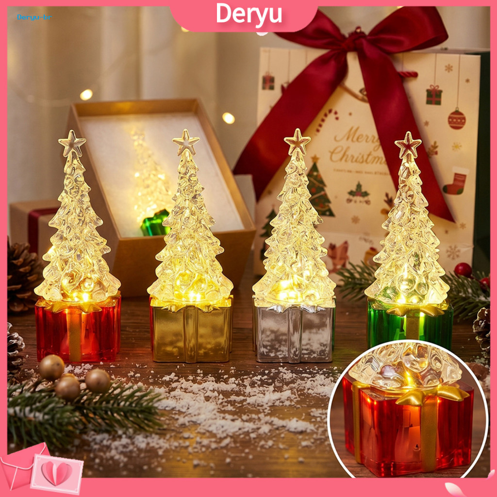 Small Christmas Tree with Lights Decorative for Showcase Mini Led Light-up Faux Figurine Xmas Table Centerpiece Gift Box