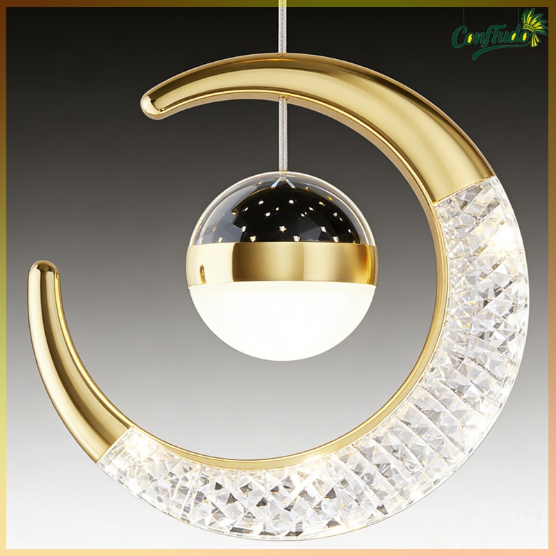 LED Moon Star 3‑Color Changing Pendant Light Ambient Mini Hanging Lamp for Bedroom Staircase Balcony Indoor