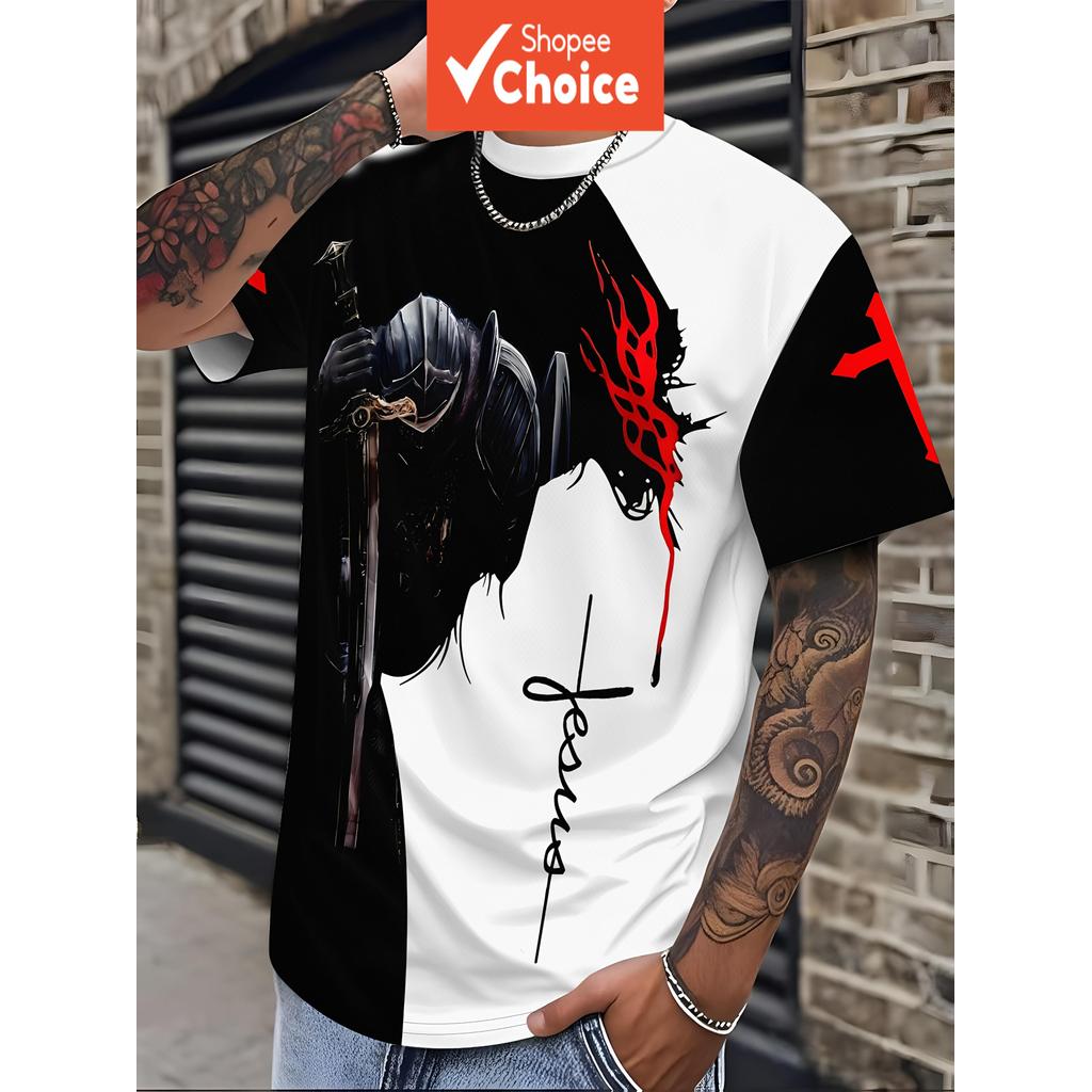 Camiseta masculina digital de manga curta