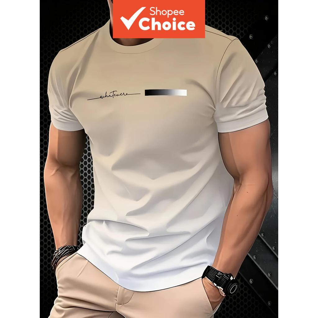 Camiseta masculina estilosa com mangas curtas e estampa digital