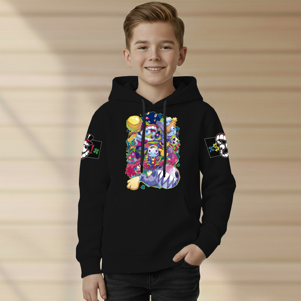 Moletom Blusa Do Digital Circus Com Capuz Bolso Estampado Premium T-shirt Do Tamanho 2 Ao GG