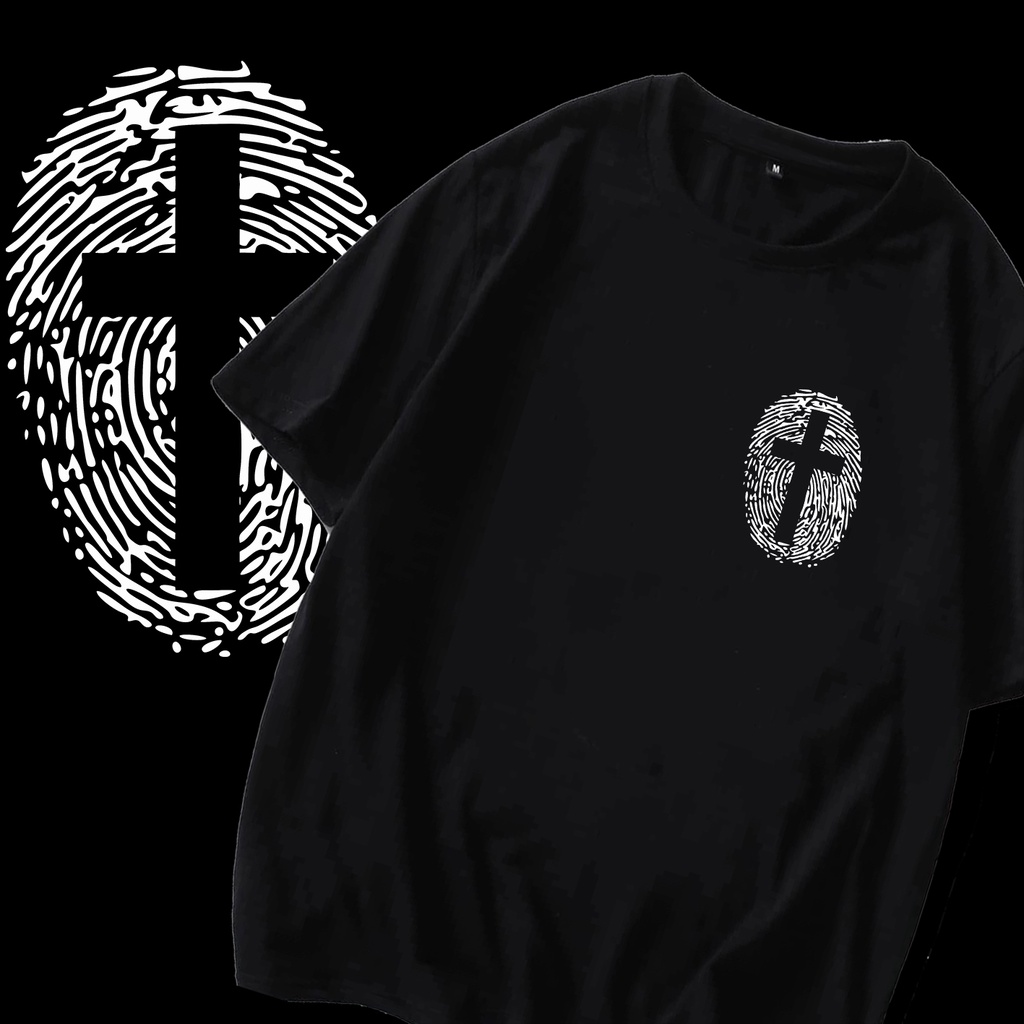 Blusa Masculina Digital Jesus Cruz Camiseta preta de algodão