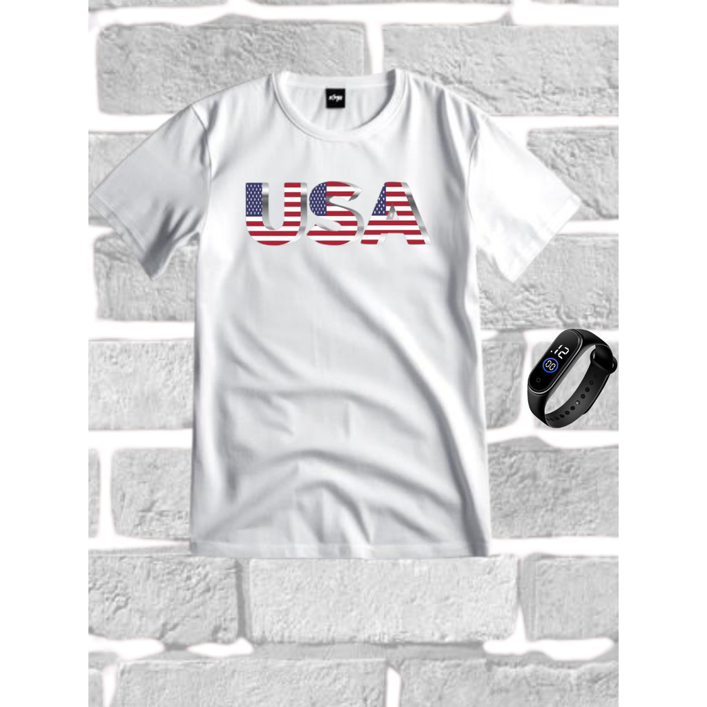 Conjunto Kit Camisa USA 100% Algodão Fio 30.1 + Relogio Digital ACADEMIA PASSEIO DIA DIA. PROMOÇAO