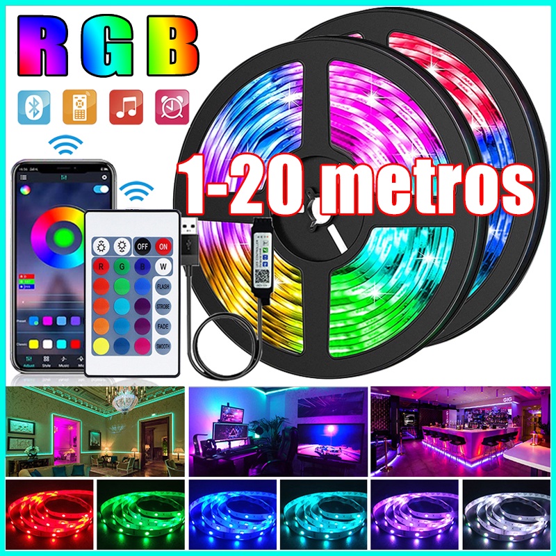 Luzes De Tira Led Sincronização Música RGB 5m 5050 USB Alimentado TV Backlight Com App Remoto Para Quarto Festa Decoraçã