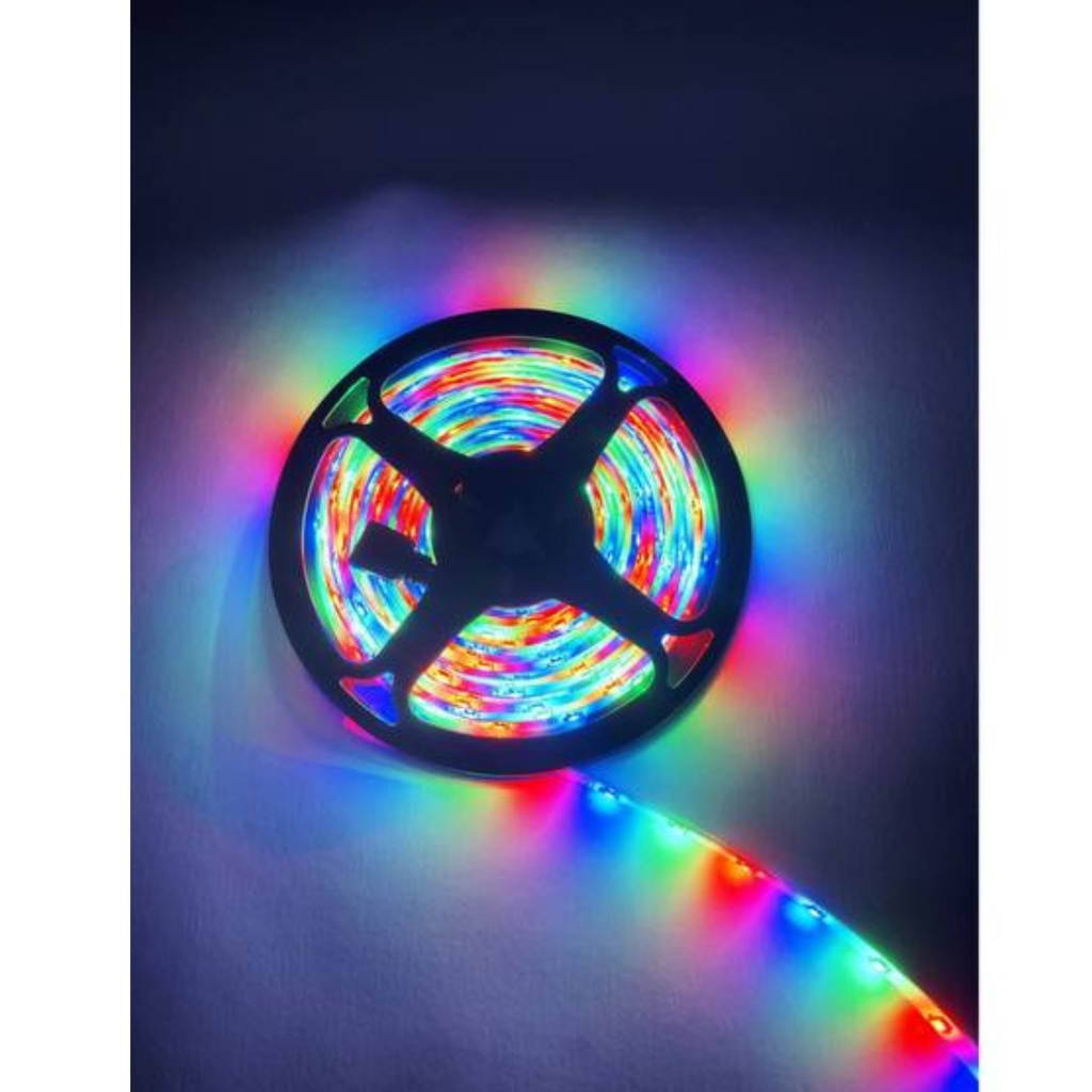 Fita Led 3528 Rgb 5m Ip65 Controle + fonte Iluminação Decoração