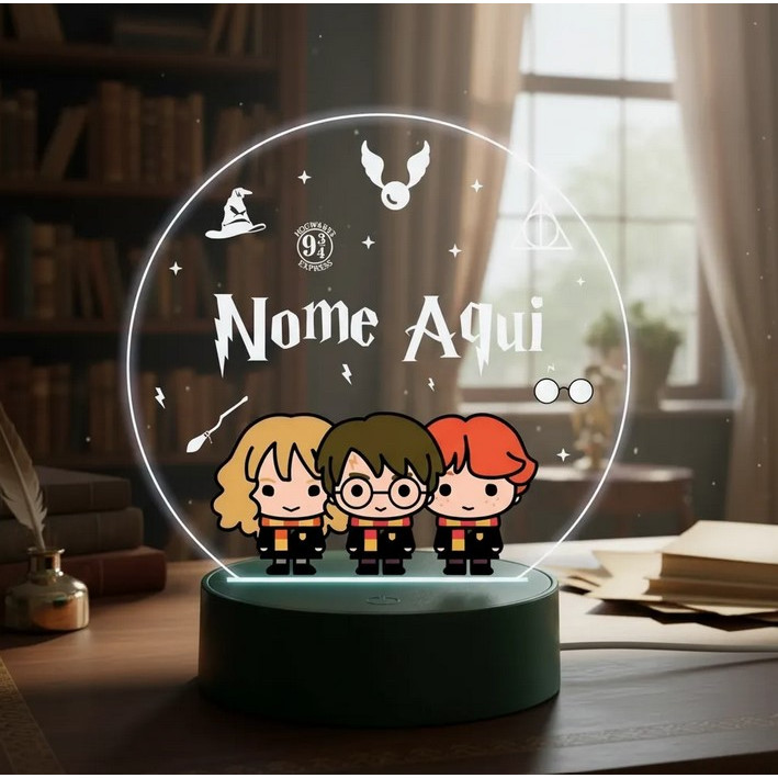 Luminária UV Harry Potter - Presente, Decoração, Hogwarts, Hermione, Aniversário, Geek, Magia